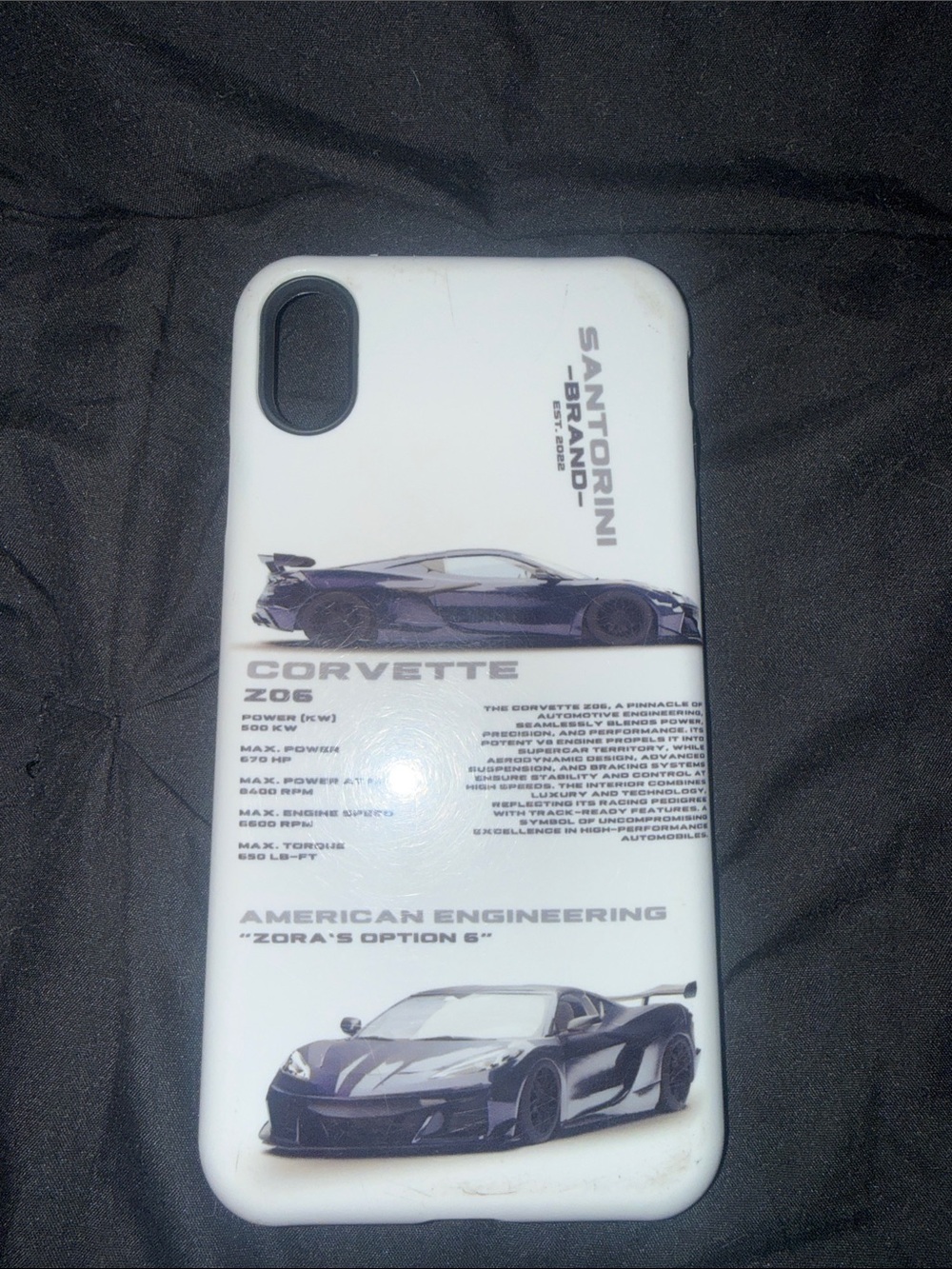 White Corvette Graphic iPhone Case